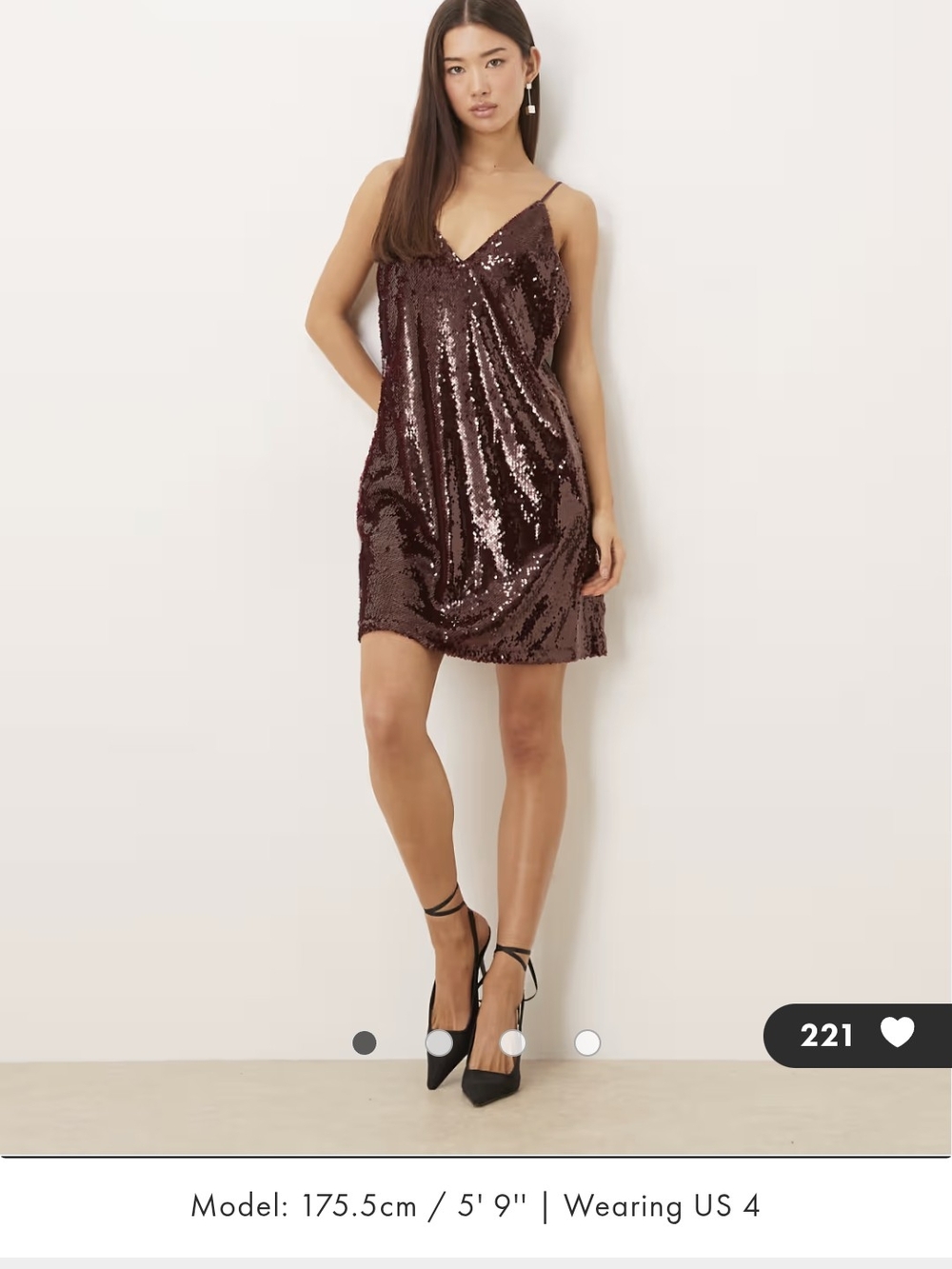 JJXX Sequin Mini Slip Dress In Burgundy